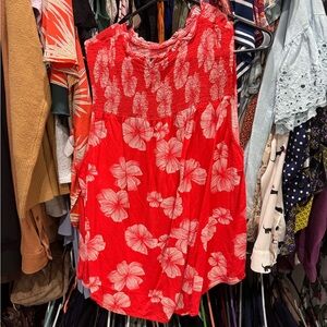 Ava & Viv Red Floral Sleeveless Blouse